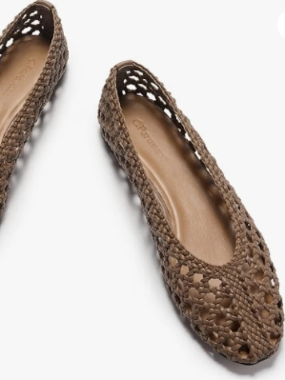 C.Paravano Woven Ballet Flats, Slip-On Square Toe, Women Flats Handwoven Design